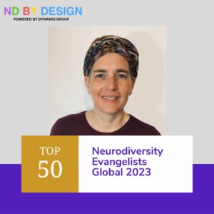 photo of Jacki Edry chosen as top 50 Neurodiversity Evangelists Global 2023
